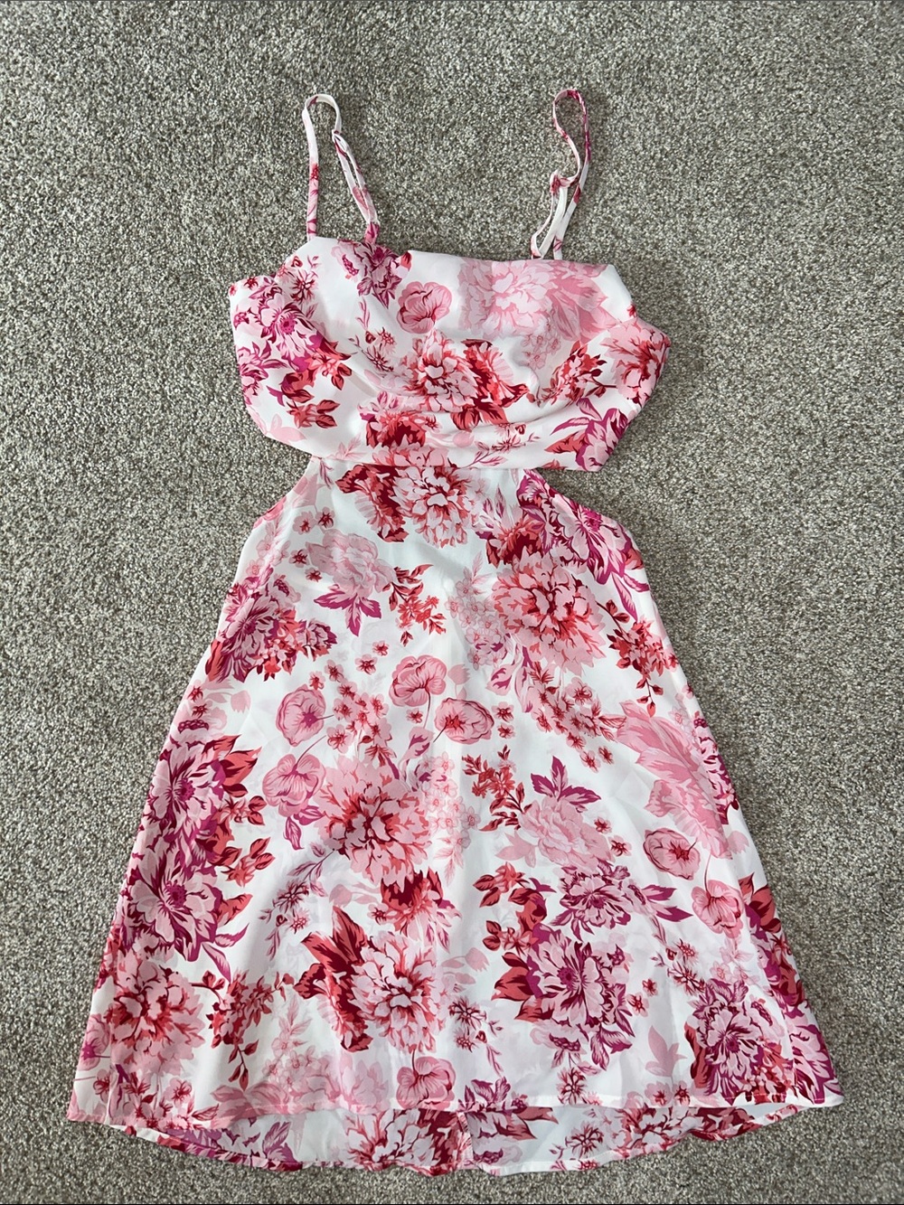 Pink Floral Slip Dress with Spaghetti Straps